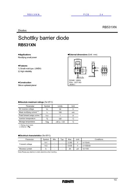 RB531XN數(shù)據(jù)手冊封面