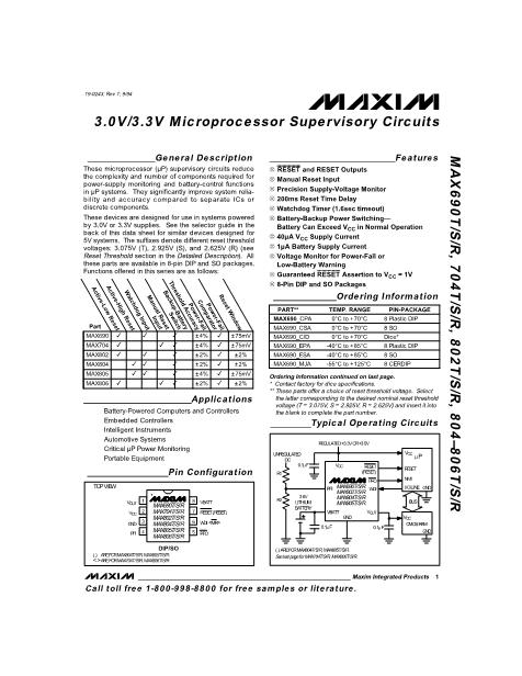 MAX690RCSA数据手册封面