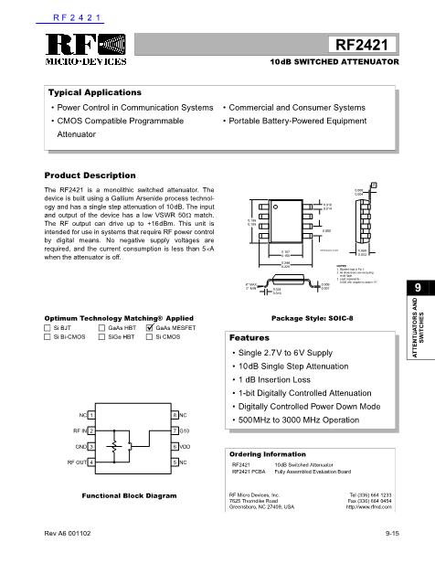 RF2421數(shù)據(jù)手冊(cè)封面