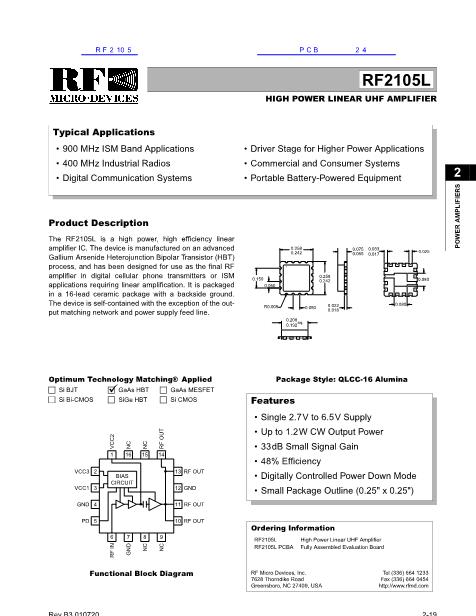 RF2105数据手册封面
