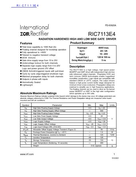 RIC7113E4数据手册封面