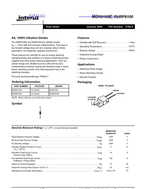 RURP8100數(shù)據(jù)手冊封面