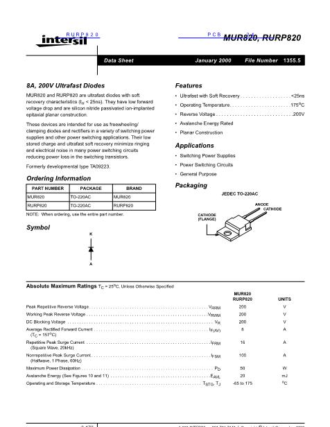 RURP820數(shù)據(jù)手冊(cè)封面