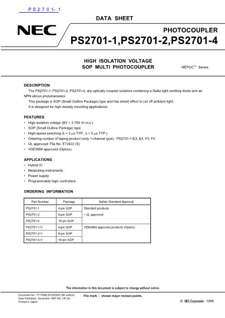 PS2701-1数据手册封面
