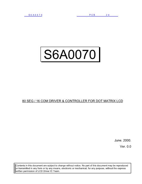 S6A0070数据手册封面