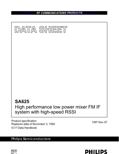 SA625數(shù)據(jù)手冊(cè)封面