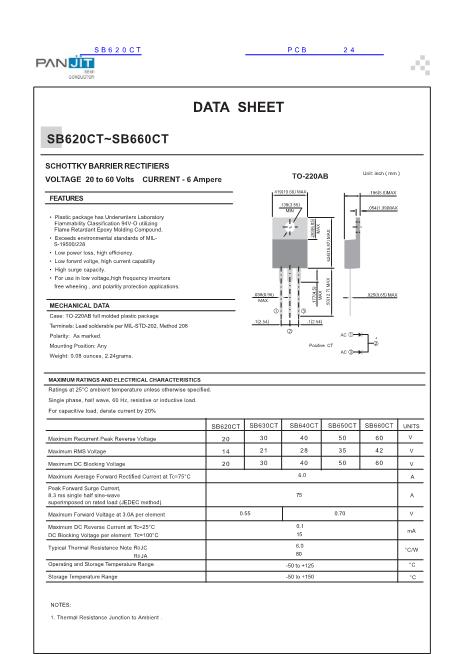 SB620CT數(shù)據(jù)手冊(cè)封面