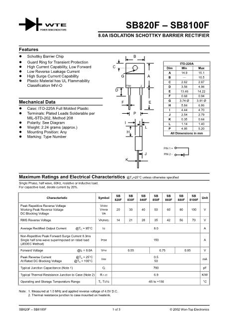 SB820F數(shù)據(jù)手冊(cè)封面