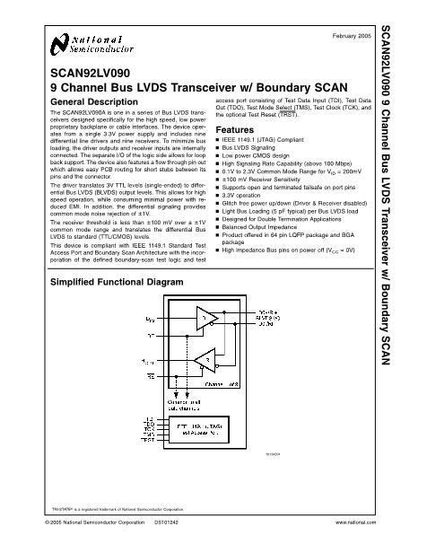 SCAN92LV090数据手册封面