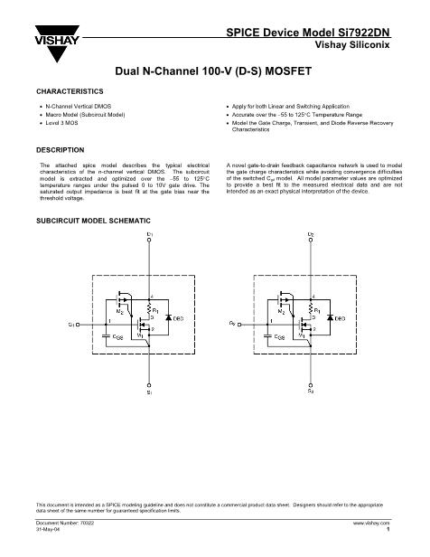 SI7922DN數(shù)據(jù)手冊封面