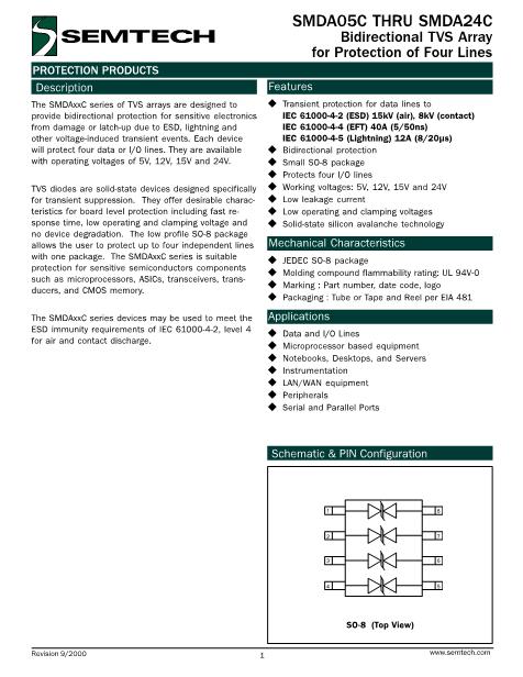 SMDA15CTB數(shù)據(jù)手冊封面