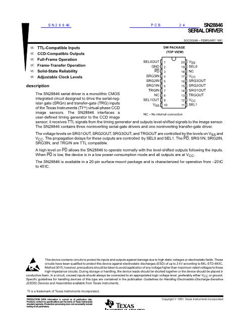 SN28846數(shù)據(jù)手冊封面