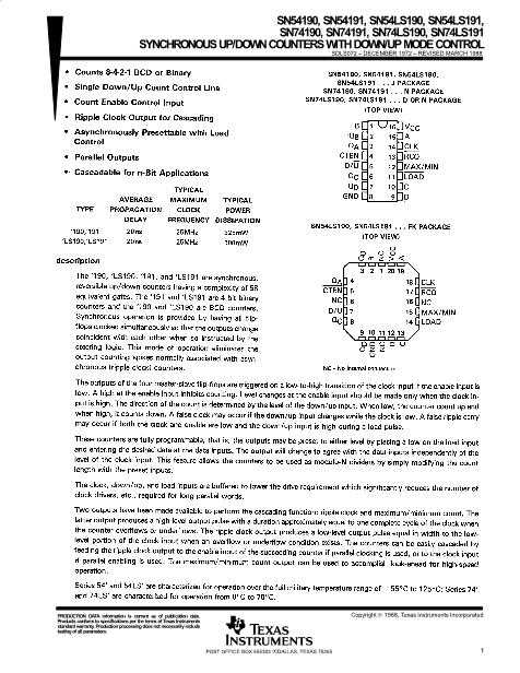 SN54190數(shù)據(jù)手冊封面