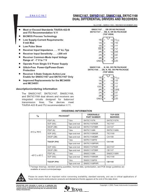 SN65C1167數(shù)據(jù)手冊(cè)封面