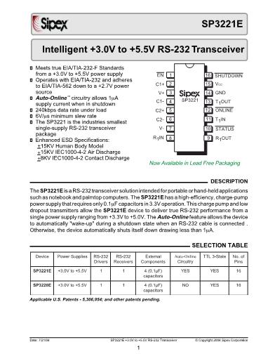 SP3221数据手册封面