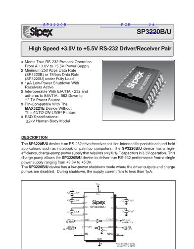 SP3220B数据手册封面
