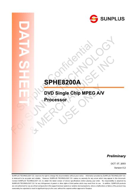SPHE8200A数据手册封面