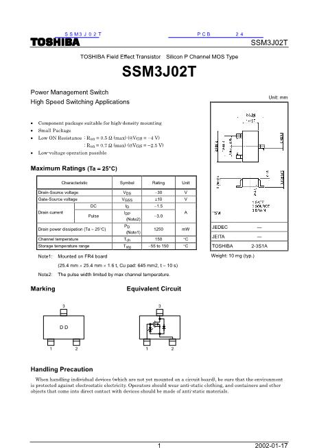 SSM3J02T数据手册封面