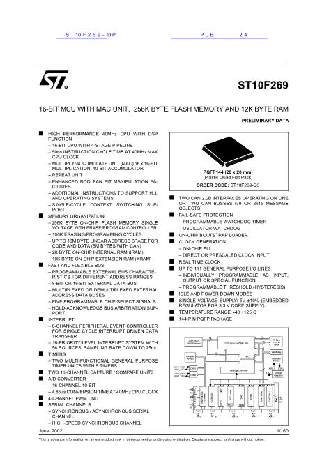 ST10F269-DP数据手册封面