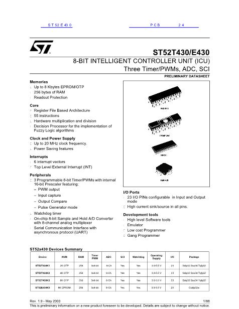 ST52E430數據手冊封面