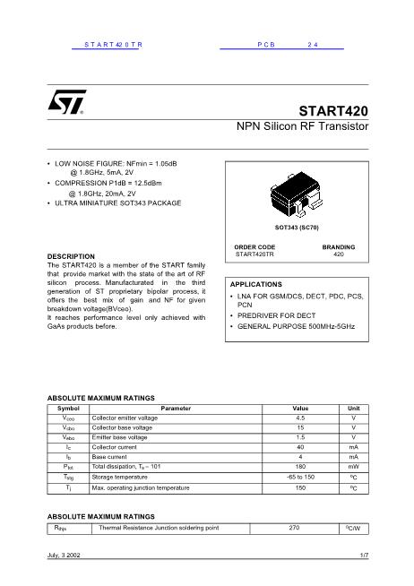 START420TR数据手册封面