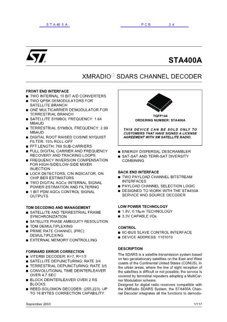 STA400A数据手册封面
