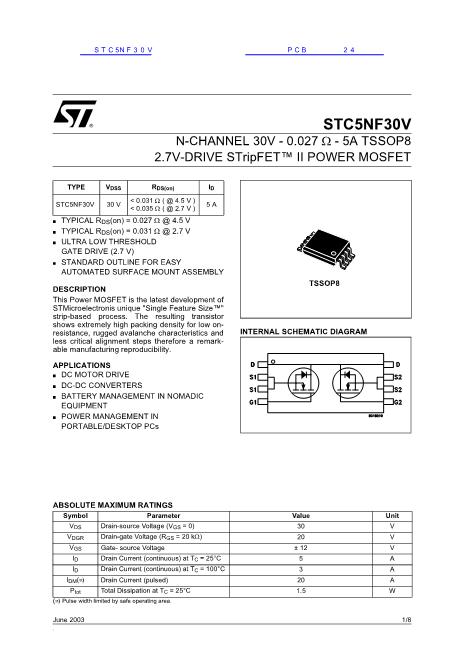 STC5NF30V数据手册封面