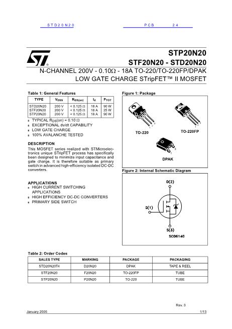 STD20N20数据手册封面