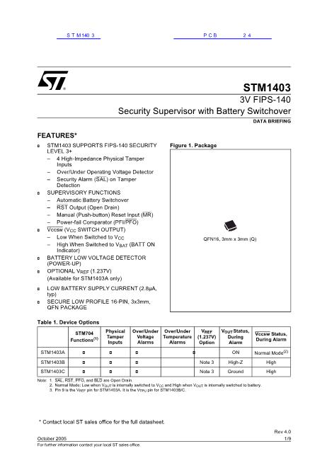 STM1403数据手册封面