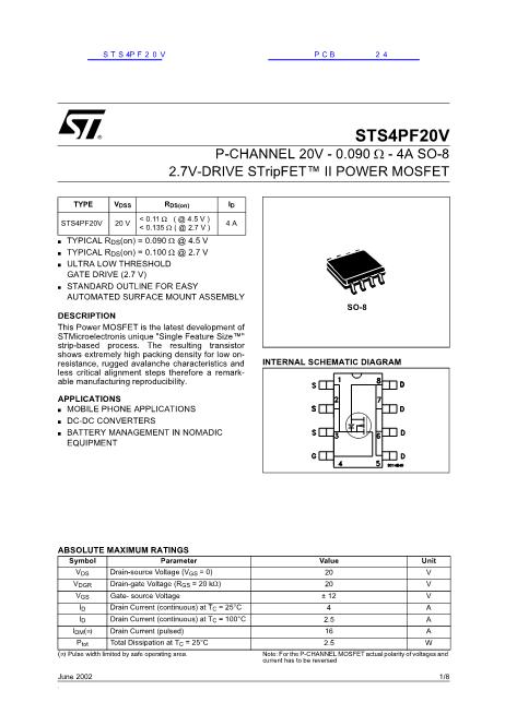 STS4PF20V数据手册封面
