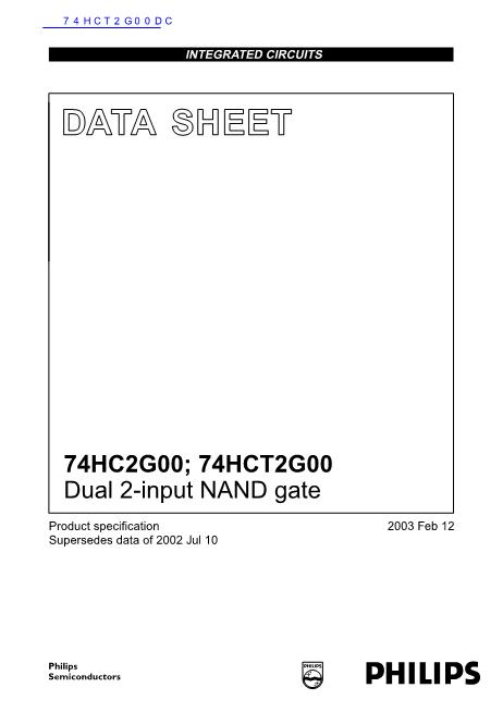 74HCT2G00DC数据手册封面