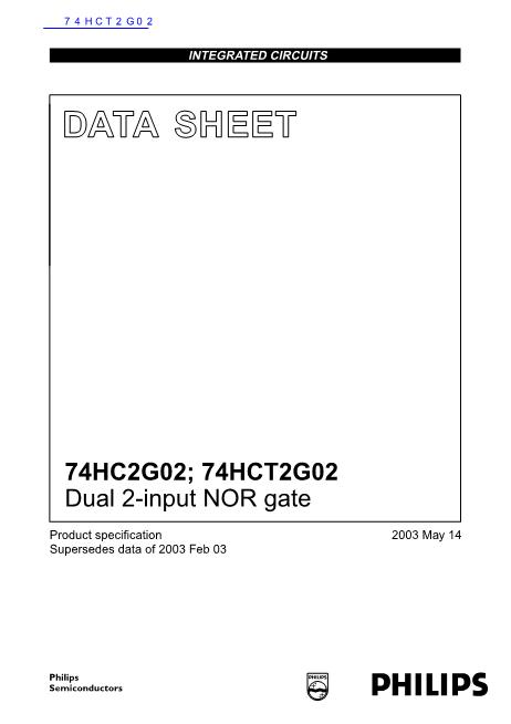 74HCT2G02数据手册封面