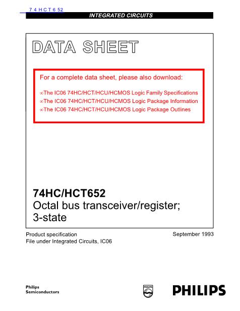 74HCT652数据手册封面