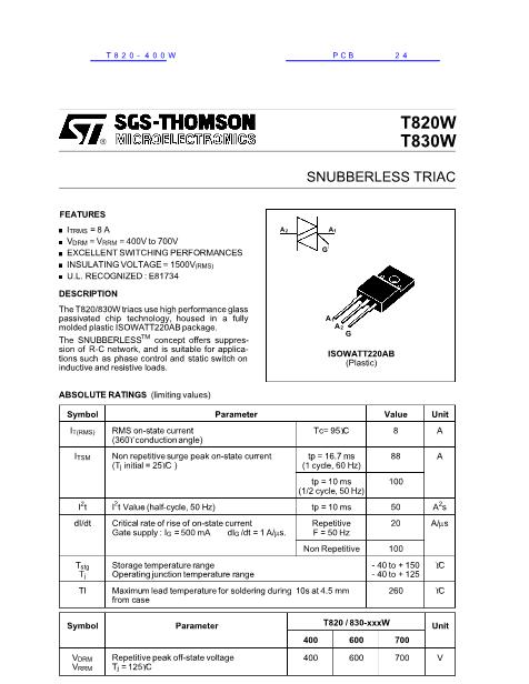 T820-400W数据手册封面