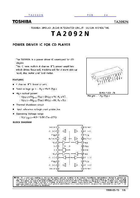 TA2092N数据手册封面