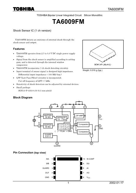 TA6009FM數(shù)據(jù)手冊封面