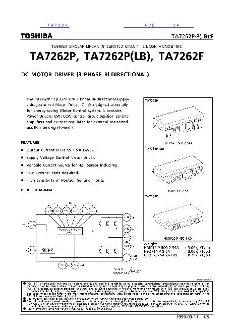 TA7262数据手册封面