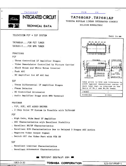 TA7680AP數(shù)據(jù)手冊封面