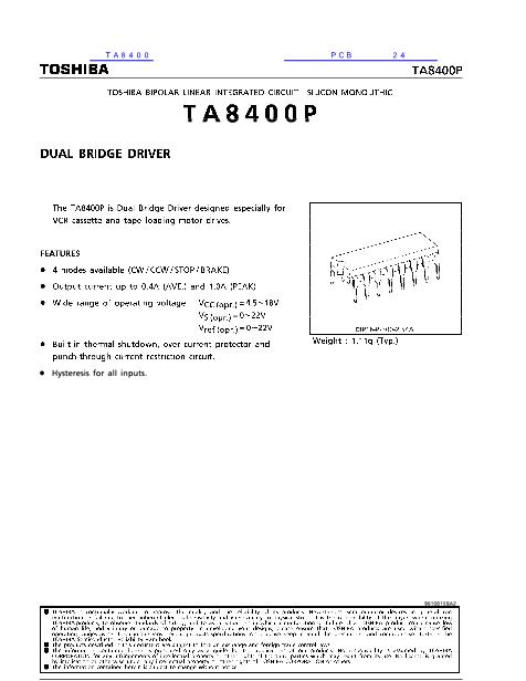 TA8400數(shù)據(jù)手冊(cè)封面