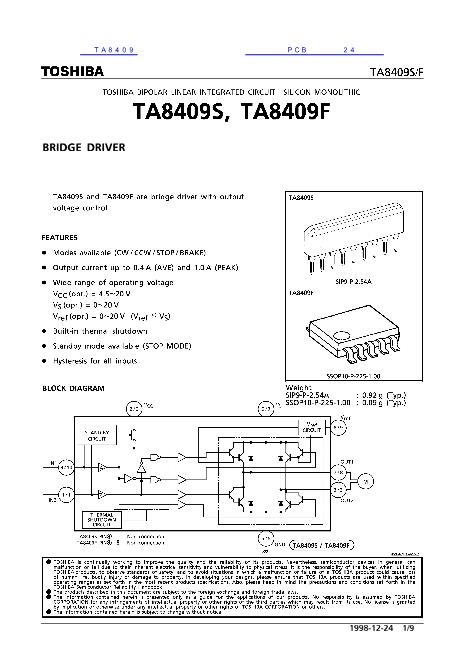 TA8409数据手册封面