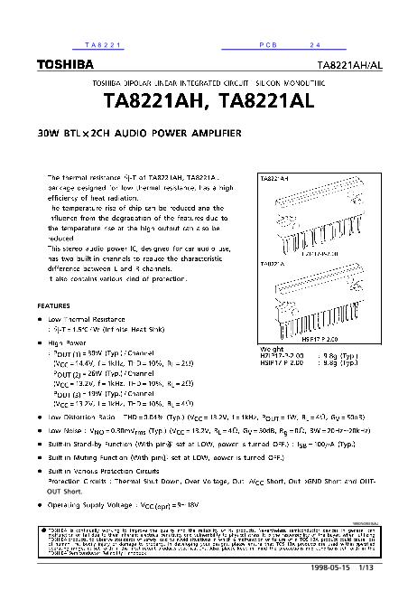 TA8221数据手册封面