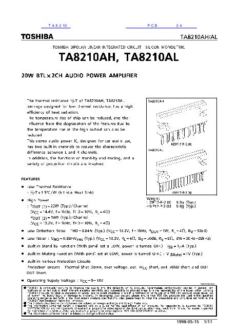 TA8210数据手册封面