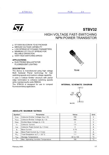 STBV32數(shù)據(jù)手冊封面