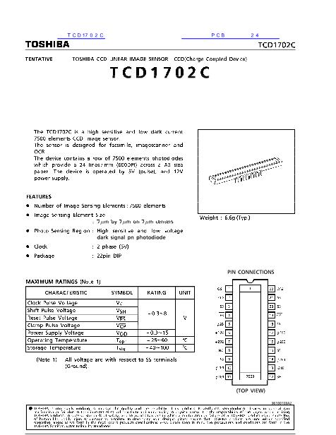 TCD1702C数据手册封面