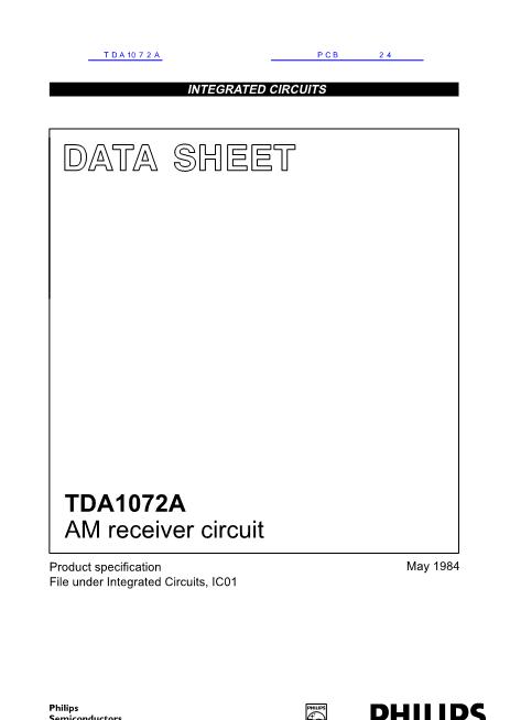 TDA1072A数据手册封面
