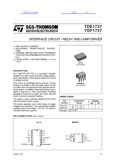 TDE1737DP數(shù)據(jù)手冊封面
