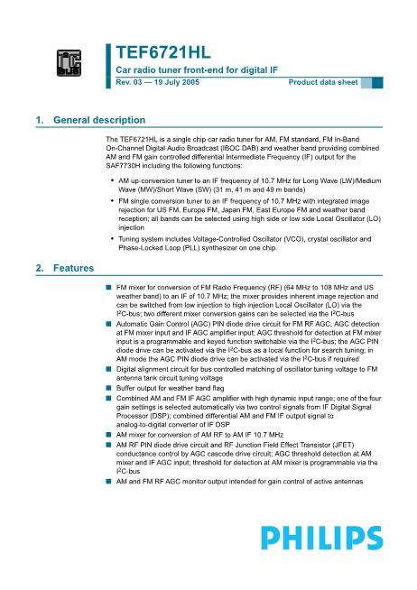 TEF6721HL數(shù)據手冊封面