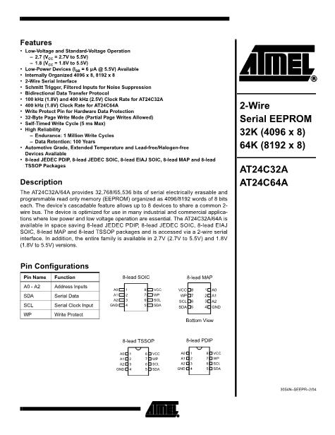 AT24C32A-10TI-2.7数据手册封面