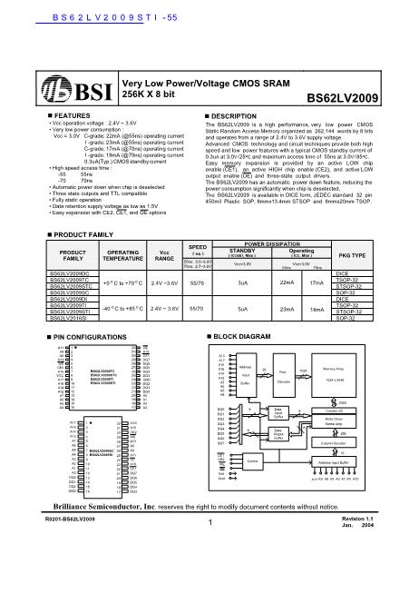 BS62LV2009STI-55数据手册封面