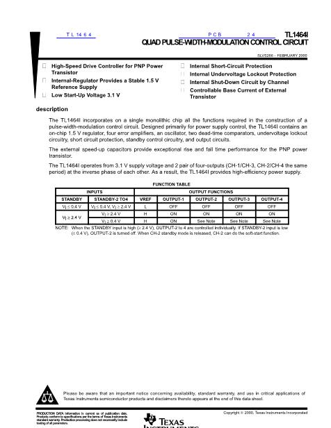 TL1464數(shù)據(jù)手冊封面